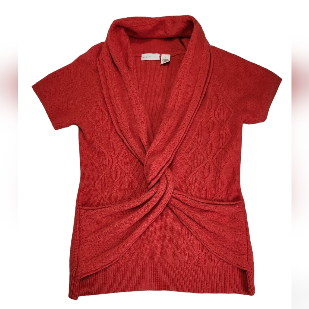 Anthropologie Red V-Neck Sweater